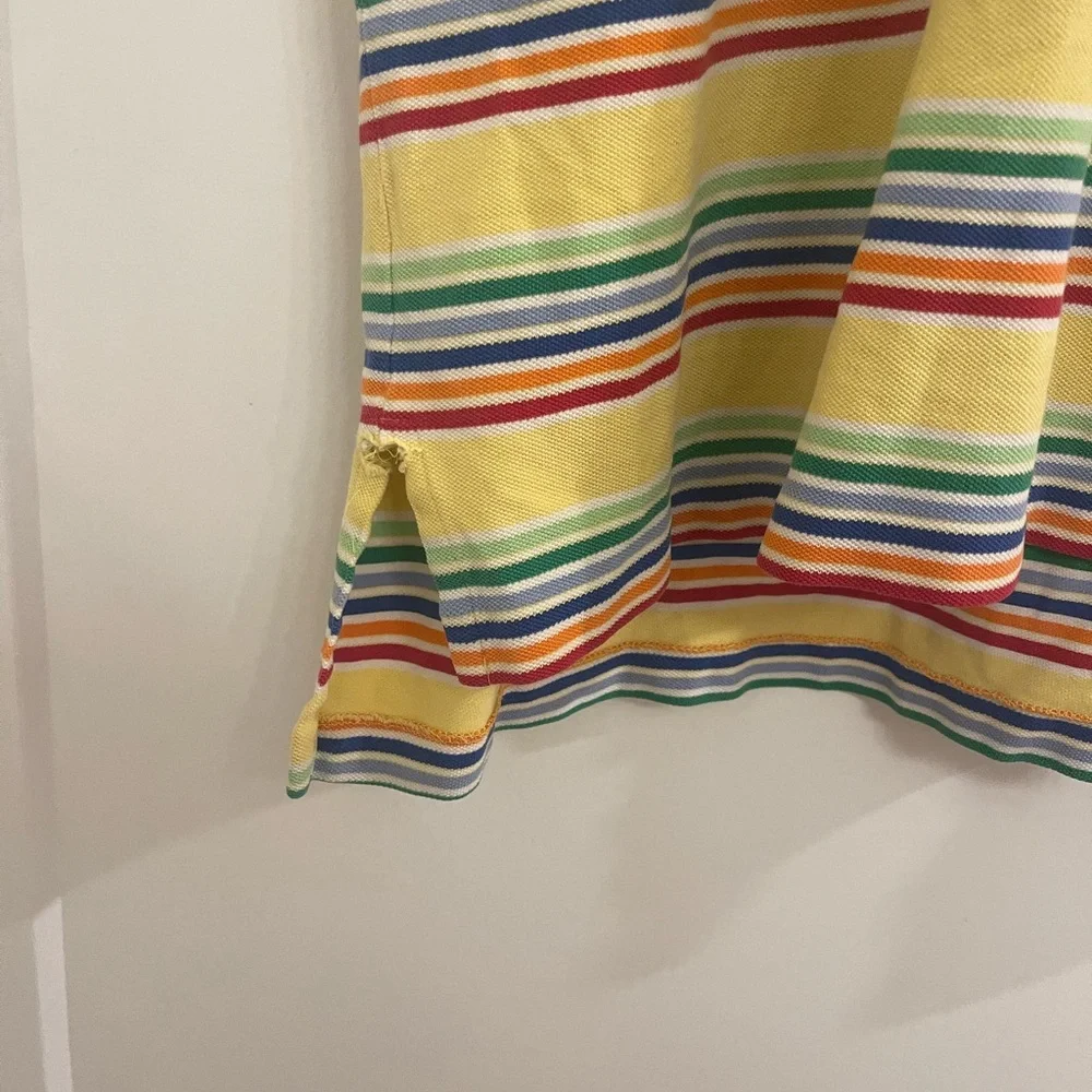 Vintage Yellow Striped Polo Shirt Preppy Spring‎ 90s Easter Shirt